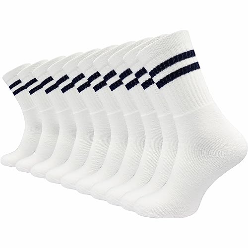 GAWILO Tennissocken Herren & Damen (10 Paar) | Arbeitssocken mit verstärktem Frotteefuß | Verstärkte Ferse & Spitze | Sportsocken mit Komfortbund (39-42, weiß (retro)) von GAWILO