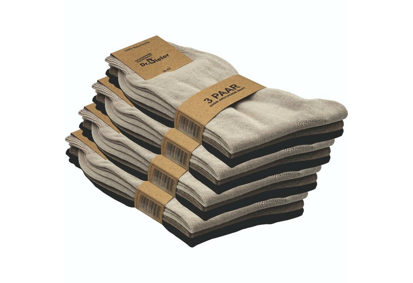 GAWILO Basicsocken für Herren aus 100% Baumwolle - ohne Gummi - ohne drückende Naht (12 Paar) in schwarz, weiß & blau - für Preisbewusste in ansprechender Qualität von GAWILO