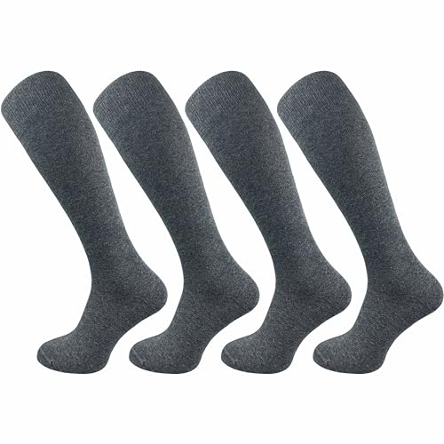 GAWILO Damen Kniestrümpfe aus 80% Baumwolle (4 Paar) ohne drückende Naht | lange Socken mit Komfortbund | absolut blickdicht (DE/NL/SE/PL, Numerisch, 35, 38, Regular, Regular, grau) von GAWILO