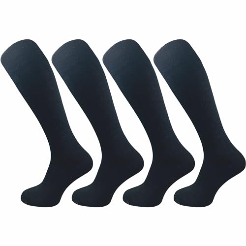 GAWILO Damen Kniestrümpfe aus 80% Baumwolle (4 Paar) ohne drückende Naht | lange Socken mit Komfortbund | absolut blickdicht (DE/NL/SE/PL, Numerisch, 35, 38, Regular, Regular, schwarz) von GAWILO