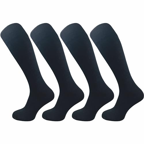 GAWILO Damen Kniestrümpfe aus 80% Baumwolle (4 Paar) ohne drückende Naht | lange Socken mit Komfortbund | absolut blickdicht (DE/NL/SE/PL, Numerisch, 39, 42, Regular, Regular, schwarz) von GAWILO