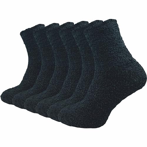 GAWILO Damen Kuschelsocken (6 Paar) weiche & flauschige Haussocken - Wintersocken | warme Bettsocken - Schlafsocken - Plüschsocken (DE/NL/SE/PL, Numerisch, 39, 42, Regular, Regular, schwarz) von GAWILO