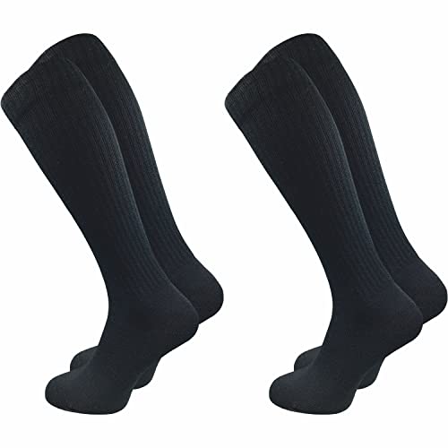 GAWILO Damen Retro Kniestrümpfe (2 Paar) | 78% Baumwolle | knielange Socken im sportlichen Look mit Komfortbund | ohne zu Verrutschen (39-42, schwarz) von GAWILO