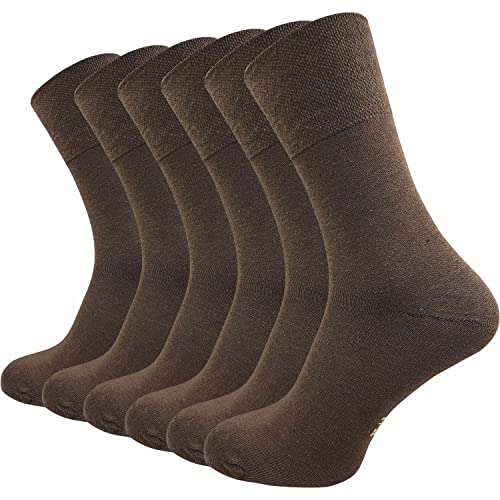 GAWILO Damen Socken (6er-Pack) ohne Gummidruck | extra weiter Komfortbund | Business & Freizeit (as3, numeric, numeric_39, numeric_42, regular, regular, dunkelbraun) von GAWILO