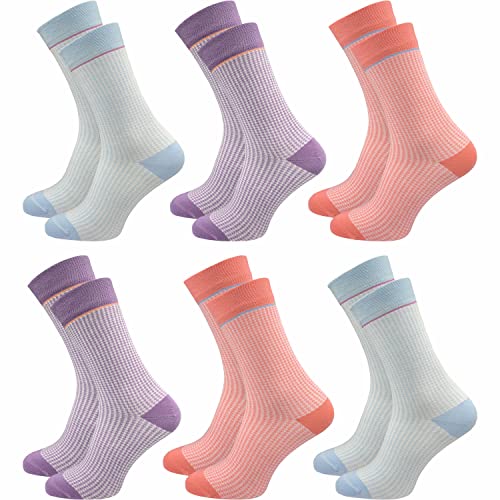 GAWILO Damen Socken mit Hahnentritt (6 Paar) | Ohne drückende Naht an der Zehenspitze | Stylische Frauensocken mit verstärkten Belastungszonen (35-38, farbig 1) von GAWILO