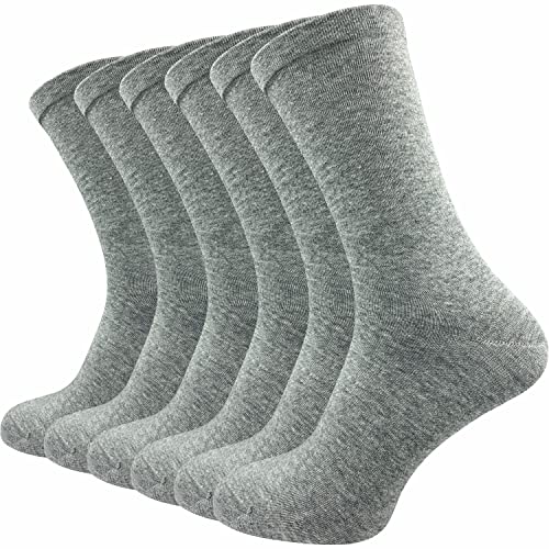 GAWILO Damen Venensocken (6 Paar) | Ohne Gummibund & ohne Naht | Venenfreundliche, blickdichte Wellness Socken | Geeignet für Diabetiker (39-42, hellgrau) von GAWILO