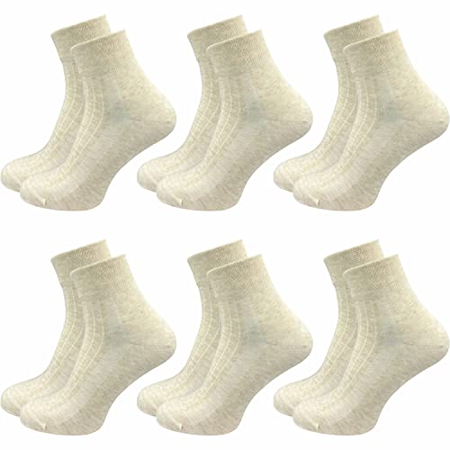 GAWILO Damen Wellnesssocken (6 Paar) | Ohne Gummibund & ohne Naht | Venensocken mit Komfortbund & verstärkten Belastungszonen (35-38, beige) von GAWILO