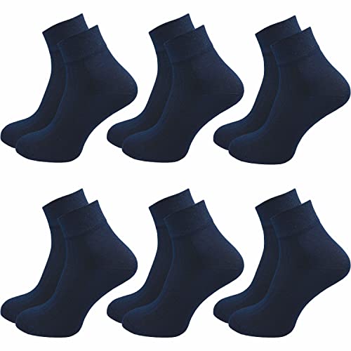 GAWILO Damen Wellnesssocken (6 Paar) | Ohne Gummibund & ohne Naht | Venensocken mit Komfortbund & verstärkten Belastungszonen (35-38, blau) von GAWILO