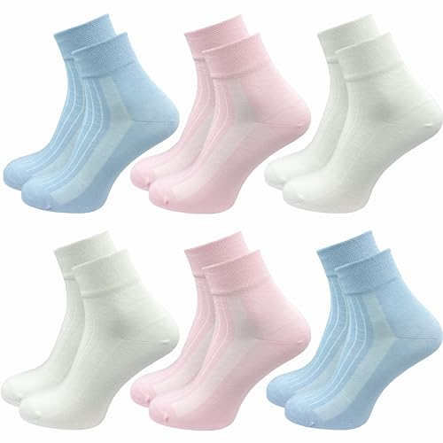 GAWILO Damen Wellnesssocken (6 Paar) | Ohne Gummibund & ohne Naht | Venensocken mit Komfortbund & verstärkten Belastungszonen (35-38, farbig 2) von GAWILO