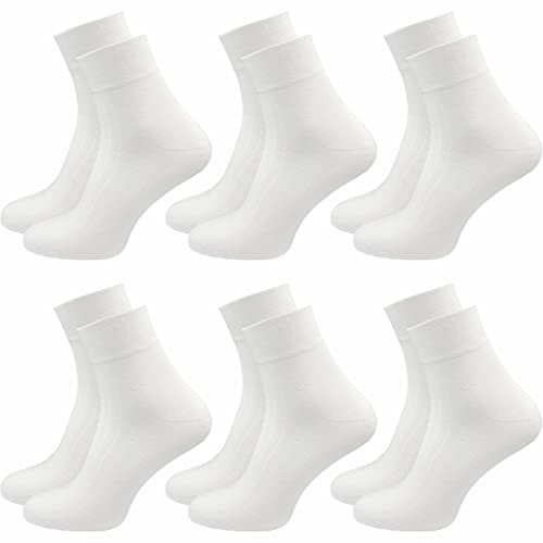 GAWILO Damen Wellnesssocken (6 Paar) | Ohne Gummibund & ohne Naht | Venensocken mit Komfortbund & verstärkten Belastungszonen (39-42, weiß) von GAWILO