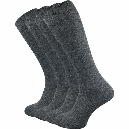 GAWILO Damen & Herren Kniestrümpfe (4 Paar) lange Socken mit Komfortbund aus 80% Baumwolle | kein Verrutschen |ohne drückende Naht | extra weich und lange haltbar (35-38, grau) von GAWILO