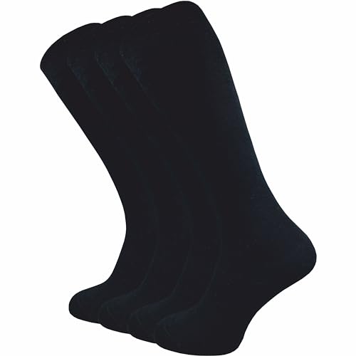 GAWILO Damen & Herren Kniestrümpfe (4 Paar) lange Socken mit Komfortbund aus 80% Baumwolle | kein Verrutschen |ohne drückende Naht | extra weich und lange haltbar (43-46, schwarz) von GAWILO