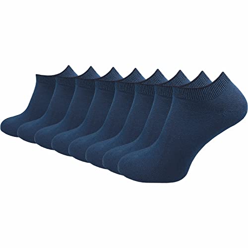 GAWILO Damen & Herren Sneaker Socken aus 100% reiner Baumwolle (8 Paar) | kurze & dünne Natur Füßlinge | ohne drückende Naht über den Zehen | verstärkt & atmungsaktiv (39-42, blau) von GAWILO