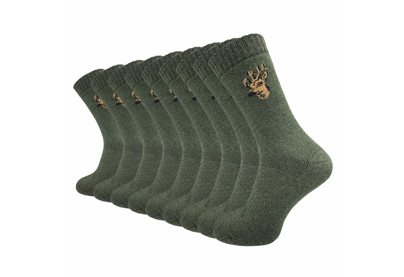 GAWILO Freizeitsocken für Herren - warme Socken für Jäger - Armysocken uni & mit Jagdmotiv (9 Paar) mit gepolsterter Frotteesohle, verfügbar in grün, grau & schwarz von GAWILO