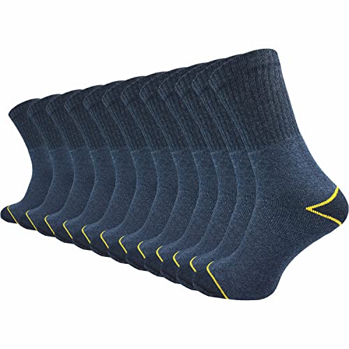 GAWILO Herren Arbeitssocken (12 Paar) | WORK Socken mit viel Baumwolle sind atmungsaktiv und verhindern Schweißfüße | Verstärkter Plüschfuß mit farbigem Highlight an Ferse & Spitze (47-50, blau) von GAWILO