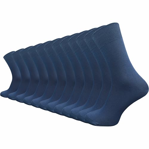 GAWILO Herren BASIC Socken aus 100% reiner Baumwolle (12 Paar) | dünne & atmungsaktive Baumwollsocken ohne drückende Naht (DE/NL/SE/PL, Numerisch, 43, 46, Regular, Regular, blau) von GAWILO