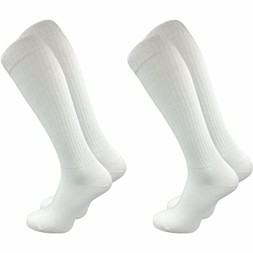 GAWILO Herren Retro Kniestrümpfe (2 Paar) | 78% Baumwolle | knielange Socken im sportlichen Look mit Komfortbund | ohne zu Verrutschen (39-42, weiß) von GAWILO