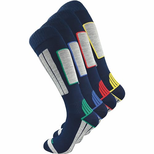 GAWILO Herren Skisocken mit Polsterung (4er-Pack) 20% wärmende Wolle (DE/NL/SE/PL, Numerisch, 47, 50, Regular, Regular, blau) von GAWILO