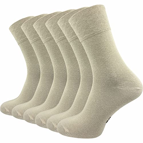 GAWILO Herren Socken (6er-Pack) ohne Gummidruck | extra weiter Komfortbund | Business & Freizeit (39-42, beige) von GAWILO