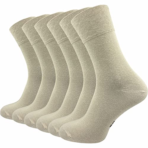 GAWILO Herren Socken (6er-Pack) ohne Gummidruck | extra weiter Komfortbund | Business & Freizeit (43-46, beige) von GAWILO