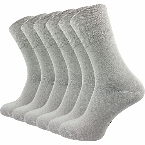 GAWILO Herren Socken (6er-Pack) ohne Gummidruck | extra weiter Komfortbund | Business & Freizeit (43-46, hellgrau) von GAWILO