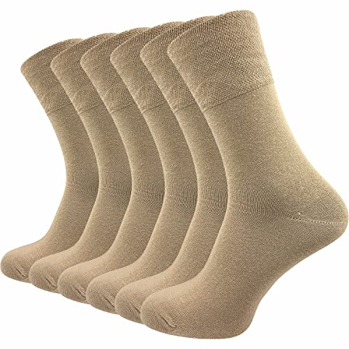 GAWILO Herren Socken (6er-Pack) ohne Gummidruck | extra weiter Komfortbund | Business & Freizeit (47-50, braun) von GAWILO