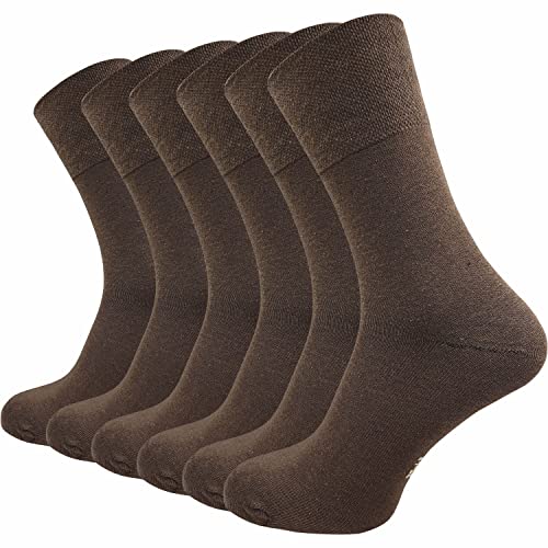 GAWILO Herren Socken (6er-Pack) ohne Gummidruck | extra weiter Komfortbund | Business & Freizeit (47-50, dunkelbraun) von GAWILO