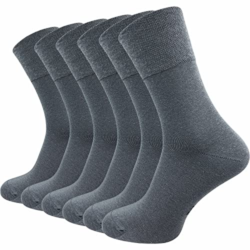 GAWILO Herren Socken (6er-Pack) ohne Gummidruck | extra weiter Komfortbund | Business & Freizeit (47-50, dunkelgrau) von GAWILO