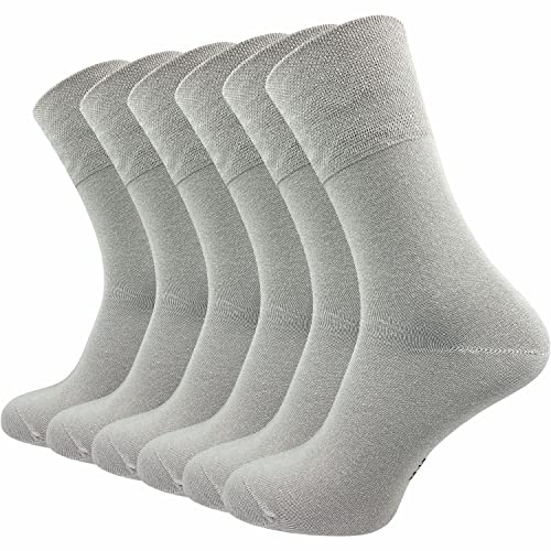 GAWILO Herren Socken (6er-Pack) ohne Gummidruck | extra weiter Komfortbund | Business & Freizeit (47-50, hellgrau) von GAWILO