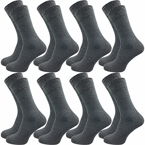 GAWILO Herren Socken aus 100% Baumwolle (8 Paar) | Ohne drückende Naht | Baumwollsocken mit verstärkter Ferse & Fußspitze (47-50, anthrazit) von GAWILO