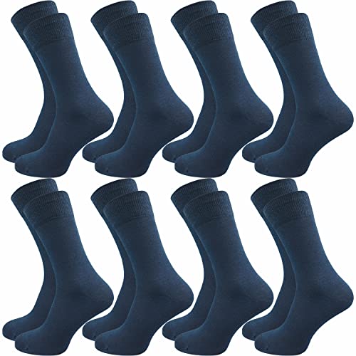 GAWILO Herren Socken aus 100% Baumwolle (8 Paar) | Ohne drückende Naht | Baumwollsocken mit verstärkter Ferse & Fußspitze (39-42, blau) von GAWILO