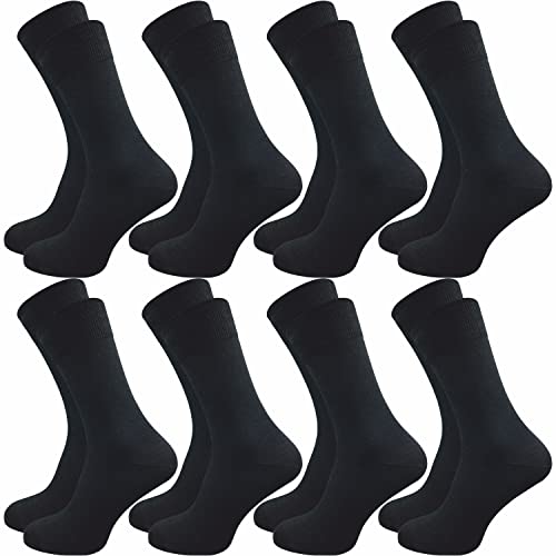 GAWILO Herren Socken aus 100% Baumwolle (8 Paar) | Ohne drückende Naht | Baumwollsocken mit verstärkter Ferse & Fußspitze (43-46, schwarz) von GAWILO