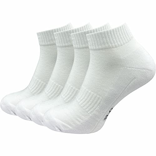 GAWILO Herren Sportsocken (4 Paar) | kurz & atmungsaktiv | Sneaker Socken | Anti-Blasen Schutz | gepolsterte Sohle (47-50, weiß) von GAWILO