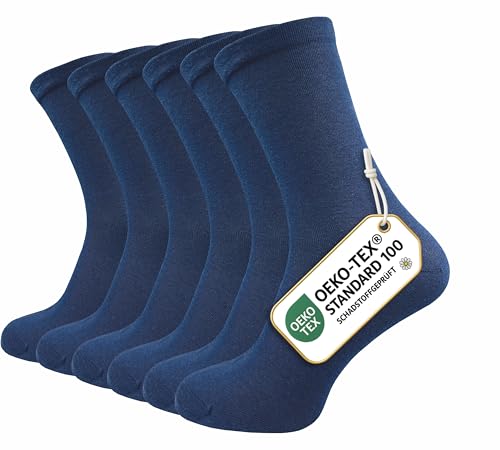 GAWILO Herren Venensocken (6 Paar) | Ohne Gummibund & ohne Naht | Venenfreundliche, blickdichte Wellness Socken | Geeignet für Diabetiker (39-42, blau) von GAWILO