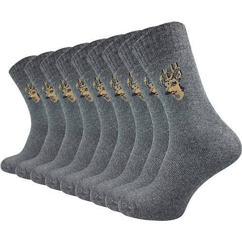 GAWILO Jägersocken für Herren (9 Paar) | Robuste Army- und Freizeitsocken mit Frotteefuß verhindert Bildung von Blasen und reguliert Feuchtigkeit (39-42, grau + Hirsch) von GAWILO