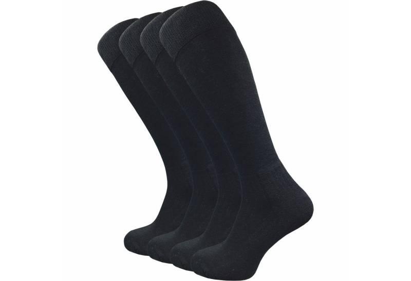 GAWILO Kniestrümpfe für Damen & Herren mit Plüschsohle zum Reiten, Wandern oder Alltag (4 Paar) Reitsocken in schwarz und kariert - mit Baumwolle & Komfortbund von GAWILO