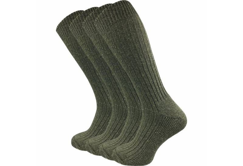 GAWILO Kniestrümpfe für Herren: Army-, Jagd-, & Outdoor-Aktivitäten - dicke Frotteesohle (4 Paar) in grün - strapazierfähige Materialien - stabilisierender Rippschaft von GAWILO