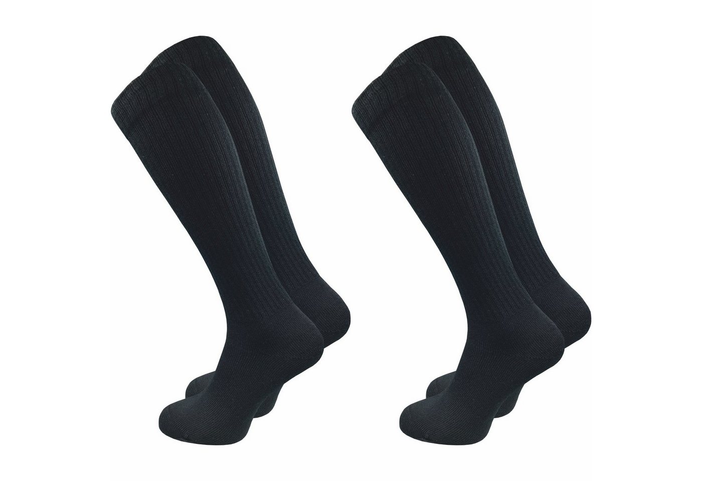 GAWILO Kniestrümpfe Retro für Damen mit stylischen Streifen, weiß & schwarz, aus Baumwolle (2 Paar) Knielange Socken im sportlichen Look - auch zum Wandern geeignet von GAWILO