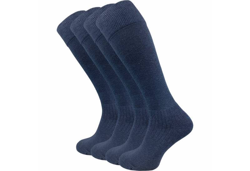 GAWILO Kniestrümpfe für Damen & Herren mit Plüschsohle zum Reiten, Wandern oder Alltag (4 Paar) Reitsocken in schwarz und kariert - mit Baumwolle & Komfortbund von GAWILO