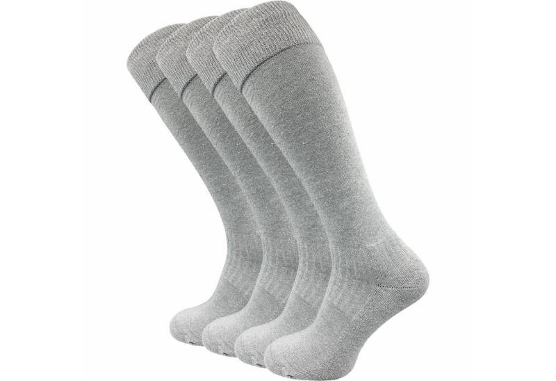 GAWILO Kniestrümpfe für Damen & Herren mit Plüschsohle zum Reiten, Wandern oder Alltag (4 Paar) Reitsocken in schwarz und kariert - mit Baumwolle & Komfortbund von GAWILO