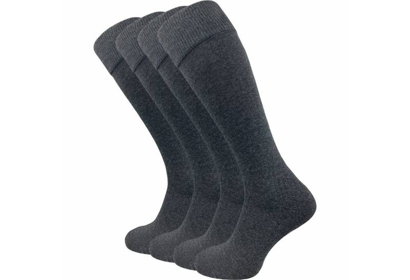 GAWILO Kniestrümpfe für Damen & Herren mit Plüschsohle zum Reiten, Wandern oder Alltag (4 Paar) Reitsocken in schwarz und kariert - mit Baumwolle & Komfortbund von GAWILO