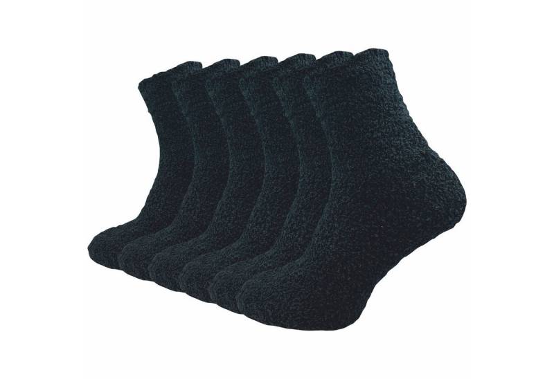 GAWILO Kuschelsocken für Herren für warme Füße an kalten Tagen - extra weich & flauschig (6 Paar) Haussocken in schwarz aus flauschigem Material für hohen Tragekomfort von GAWILO