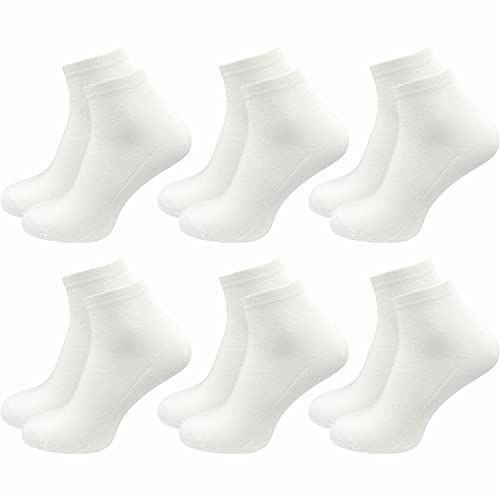 GAWILO Quarter Socken für Herren (6 Paar) | Ohne Naht über den Zehen | Kurzsocken mit verstärkter Ferse & Spitze (43-46, weiß) von GAWILO