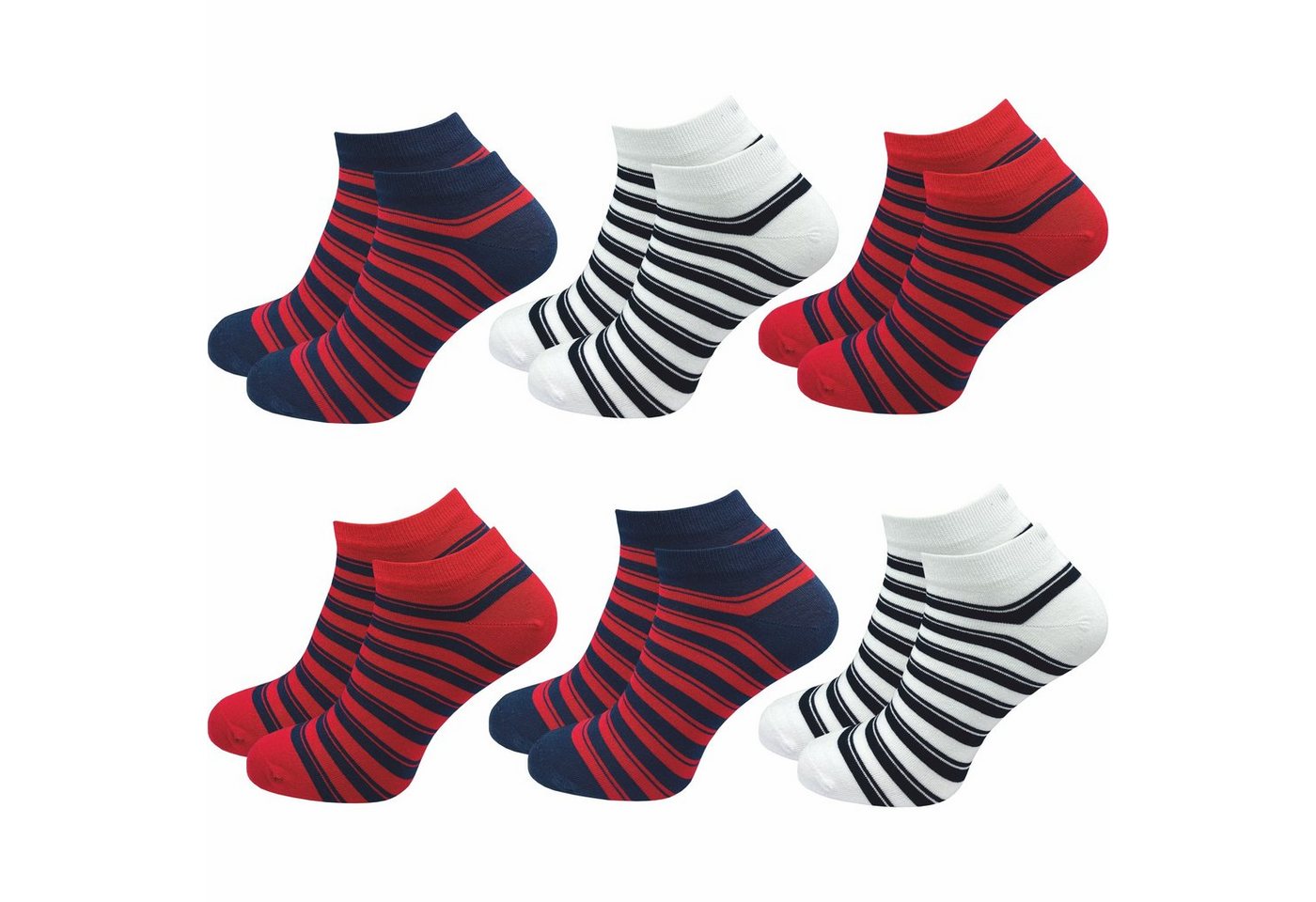 GAWILO Sneakersocken für Damen & Herren - bunte kurze Socken mit hohem Baumwollanteil (6 Paar) Extra feines Maschenbild - absolut blickdicht - Ringel Muster von GAWILO