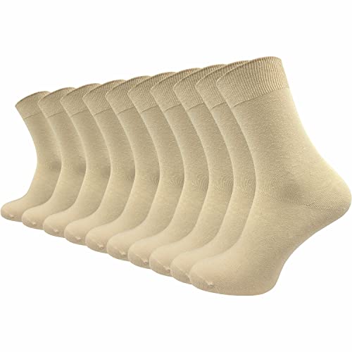 GAWILO Socken aus 100% Baumwolle (10 Paar) | Ohne drückende Naht, mit venenfreundlichem Komfortbund | Baumwollsocken für Damen & Herren (35-38, beige) von GAWILO