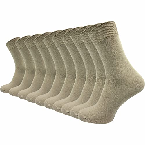 GAWILO Socken aus 100% Baumwolle (10 Paar) | Ohne drückende Naht, mit venenfreundlichem Komfortbund | Baumwollsocken für Damen & Herren (35-38, braun) von GAWILO