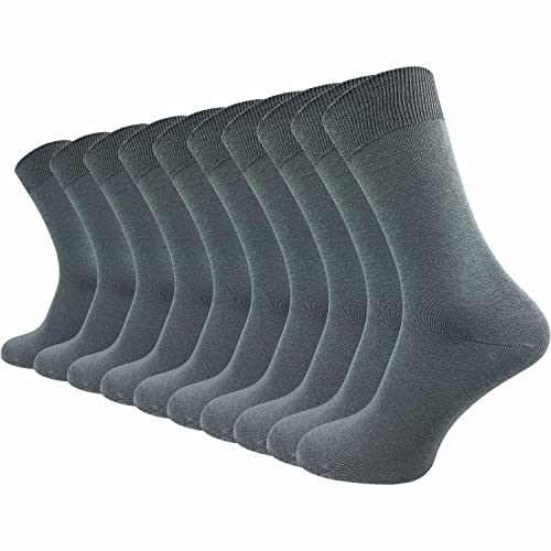 GAWILO Socken aus 100% Baumwolle (10 Paar) | Ohne drückende Naht, mit venenfreundlichem Komfortbund | Baumwollsocken für Damen & Herren (35-38, dunkelgrau) von GAWILO