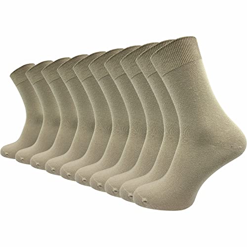 GAWILO Socken aus 100% Baumwolle (10 Paar) | Ohne drückende Naht, mit venenfreundlichem Komfortbund | Baumwollsocken für Damen & Herren (43-46, braun) von GAWILO