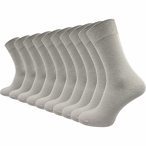 GAWILO Socken aus 100% Baumwolle (10 Paar) | Ohne drückende Naht, mit venenfreundlichem Komfortbund | Baumwollsocken für Damen & Herren (43-46, hellgrau) von GAWILO