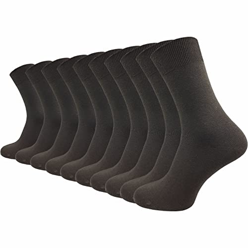 GAWILO Socken aus 100% Baumwolle (10 Paar) | Ohne drückende Naht, mit venenfreundlichem Komfortbund | Baumwollsocken für Damen & Herren (47-50, dunkelbraun) von GAWILO